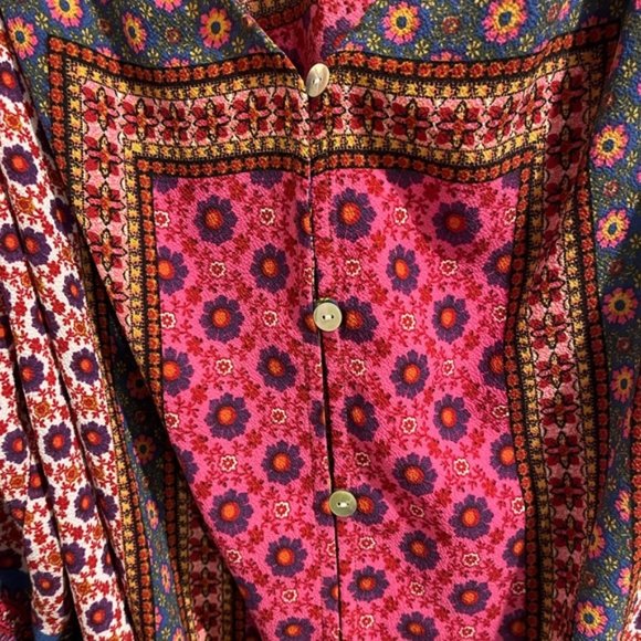 Fig and Flower Women’s Floral Pink 3/4 Sleeve Blouse-XL - Picture 4 of 7